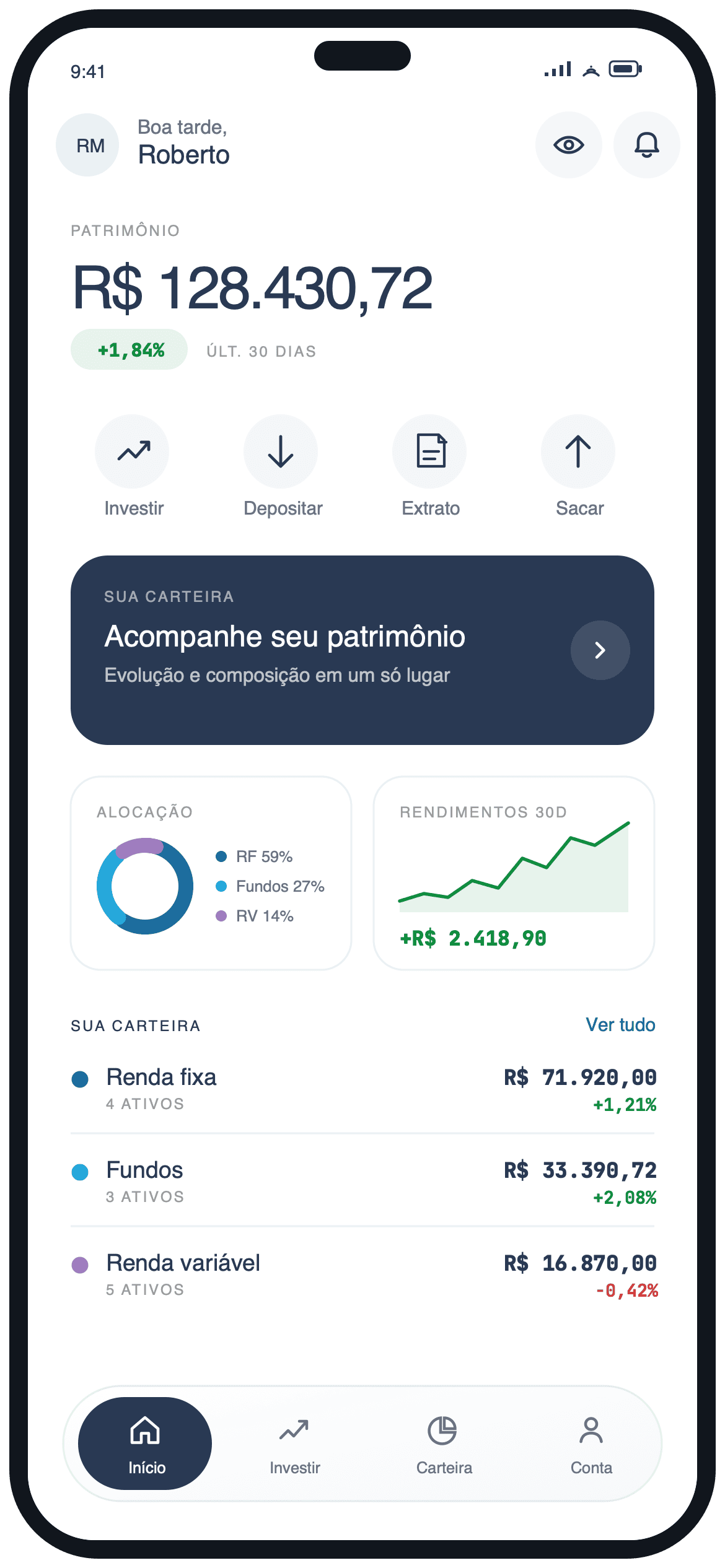 Nova Futura app home screen